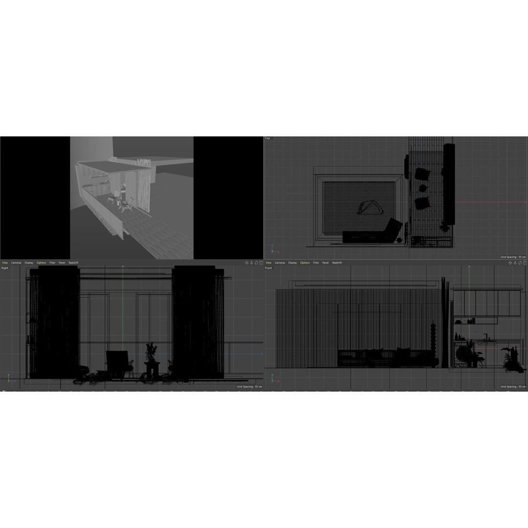 Modern Interior Scene 3D Model – Realistic Room Design, C4D, FBX, OBJ - View 17