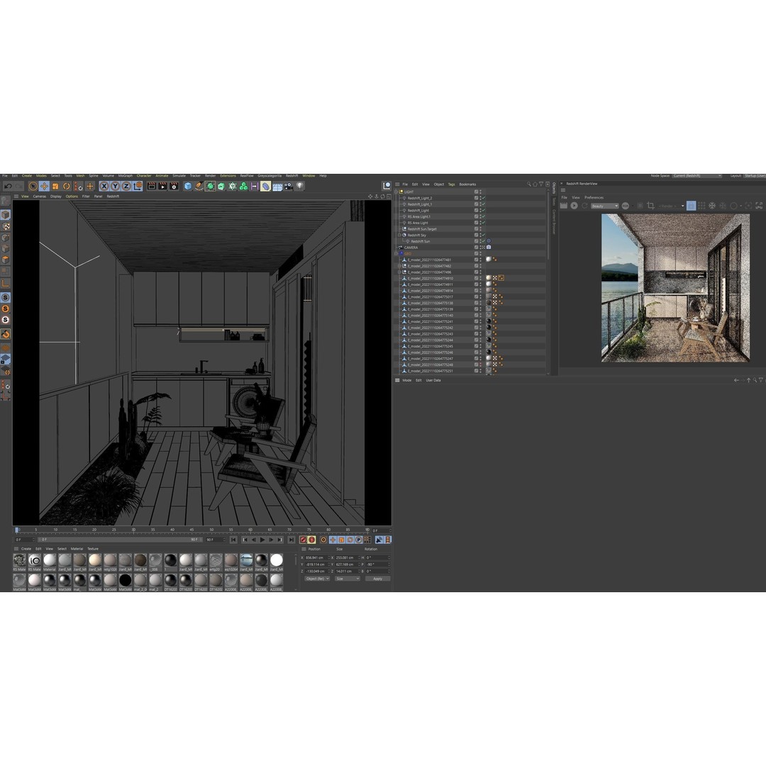 Modern Interior Scene 3D Model – Realistic Room Design, C4D, FBX, OBJ - View 3