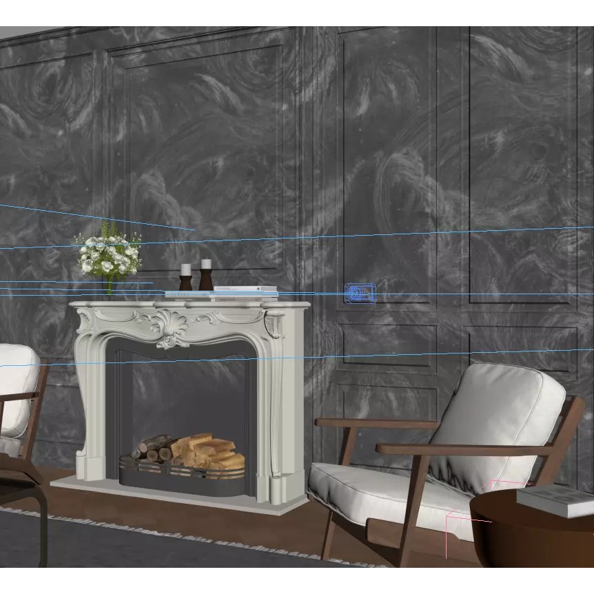 French Living Room 3D Model – Photo-Realistic Interior Asset, FBX, OBJ