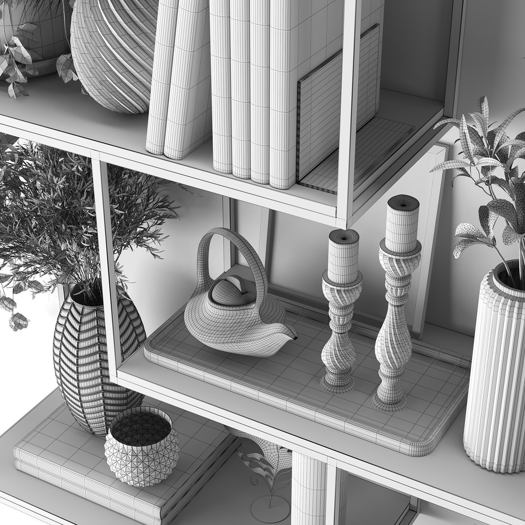Metal Shelves 3D Model – Decorative Rack for Interior Design, FBX