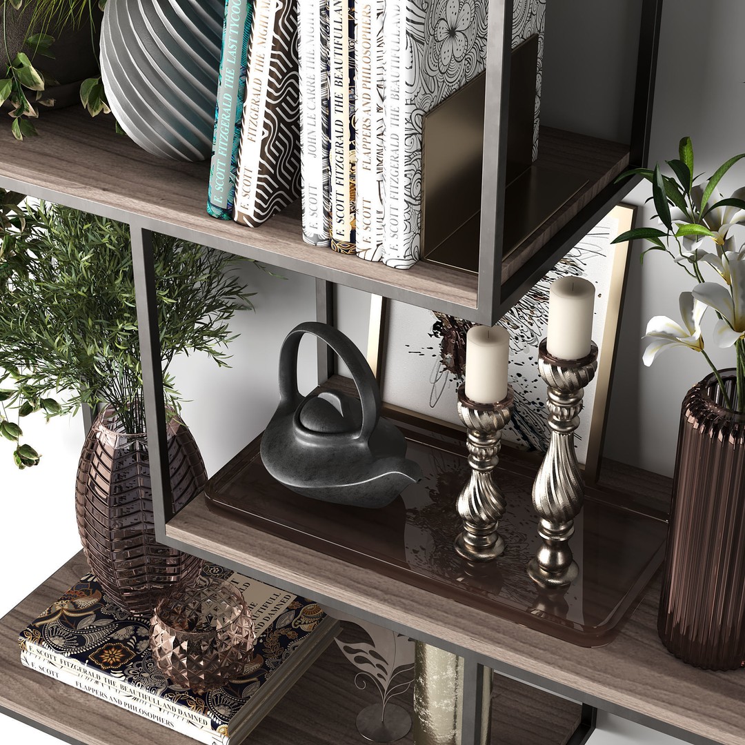 Metal Shelves 3D Model – Decorative Rack for Interior Design, FBX - View 10
