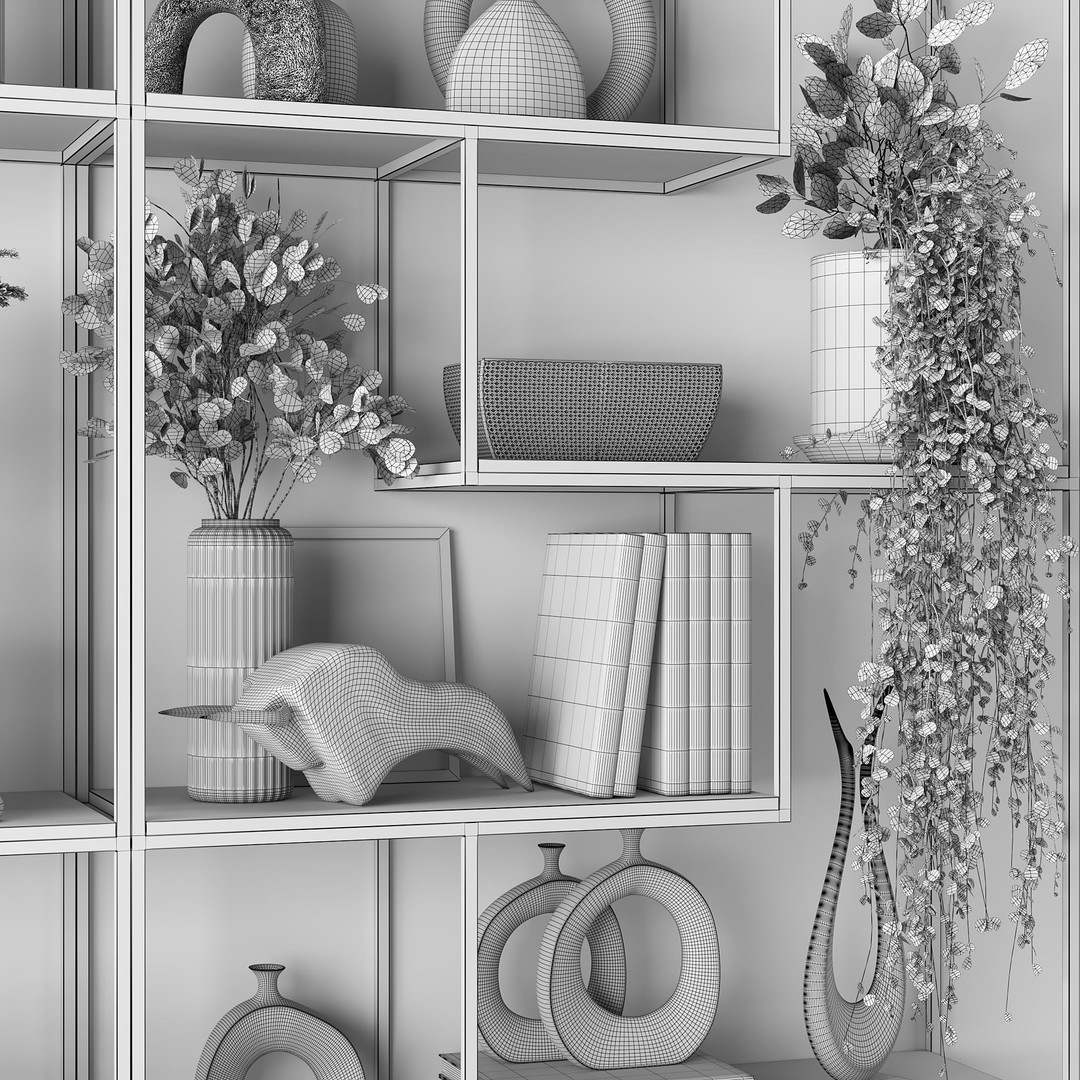 Metal Shelves 3D Model – Decorative Rack for Interior Design, FBX - View 5