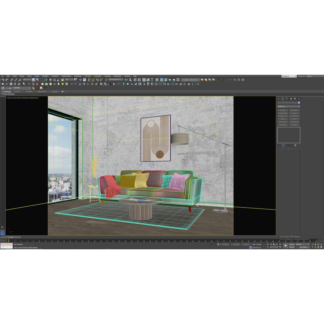 Interior Living Room Scene 3D Model – Fully Textured, Corona Ready - View 9
