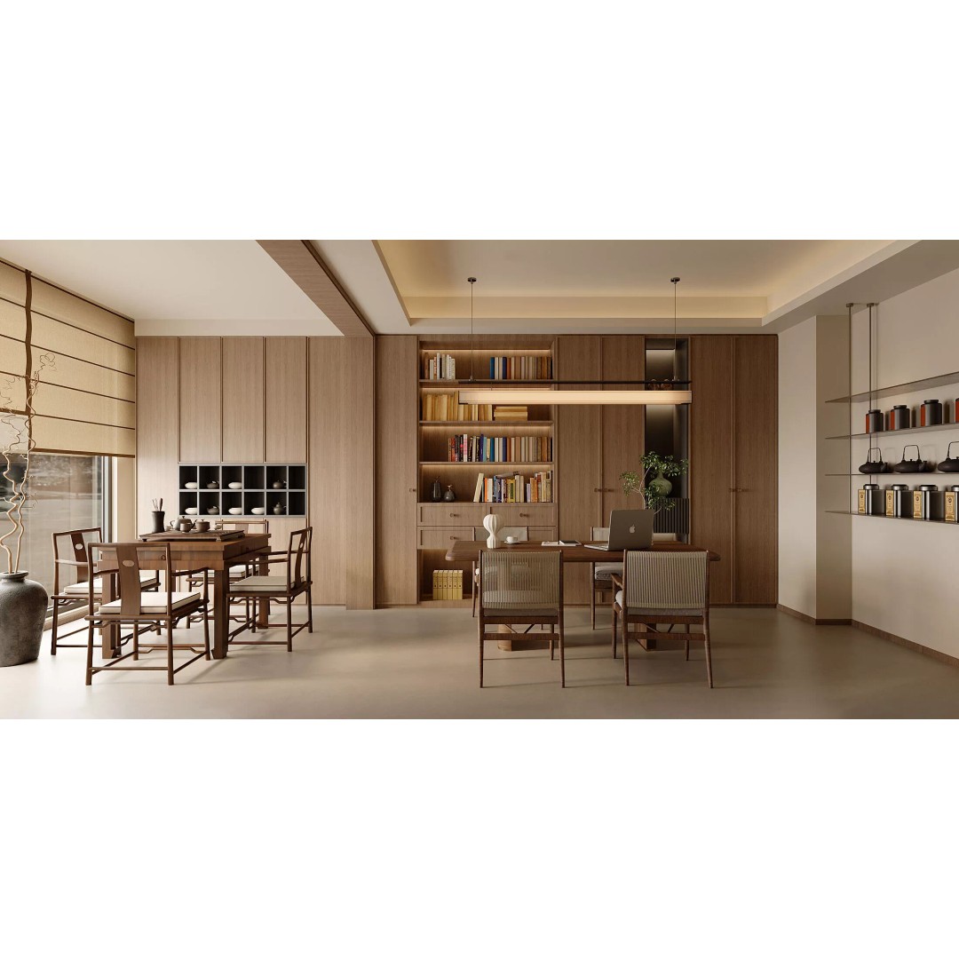 Chinese Style Living and Dining Room 3D Model – PBR Textures, FBX, OBJ - View 12