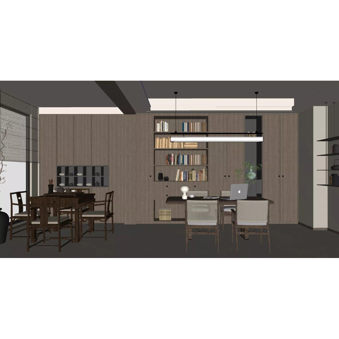 Chinese Style Living and Dining Room 3D Model – PBR Textures, FBX, OBJ - View 20