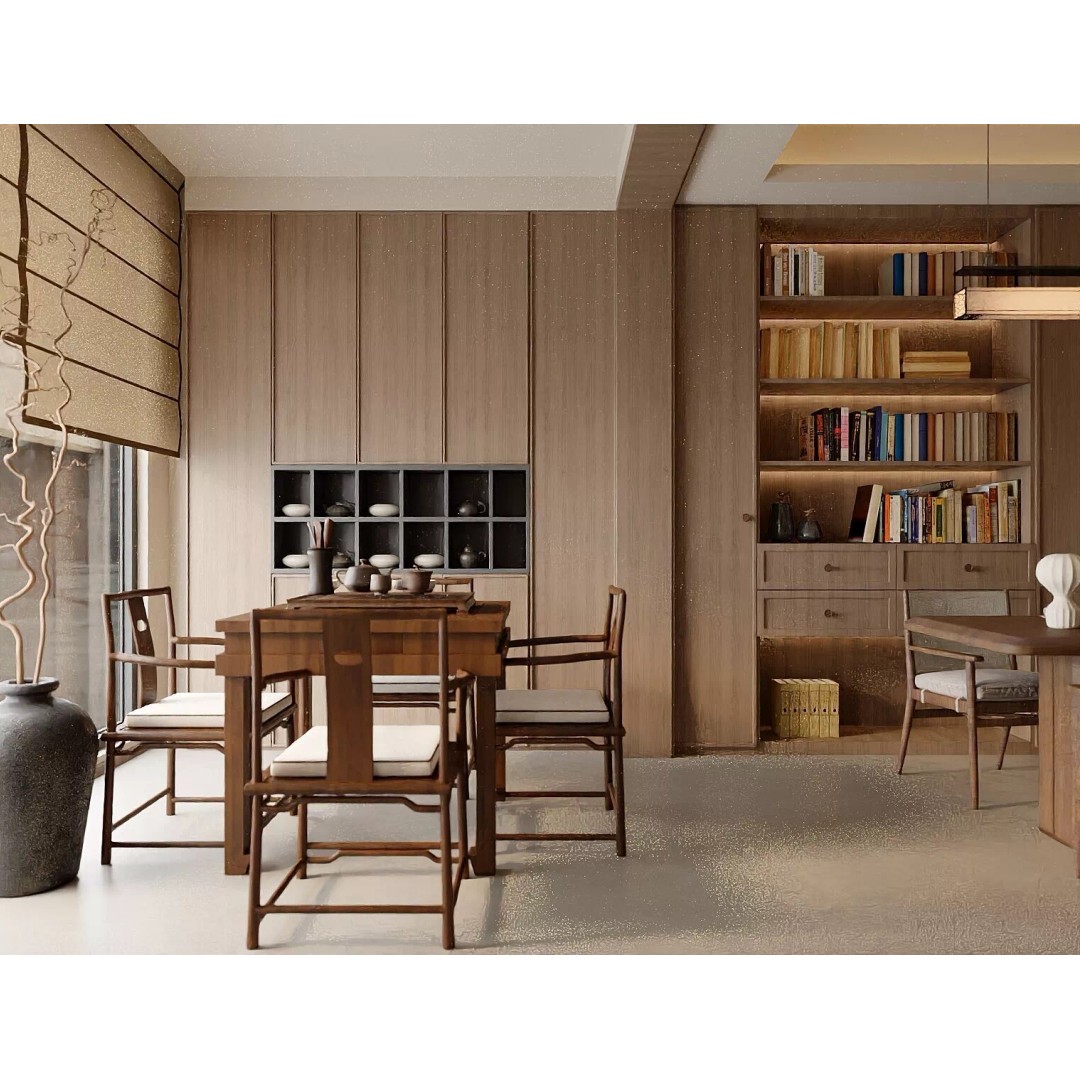 Chinese Style Living and Dining Room 3D Model – PBR Textures, FBX, OBJ - View 7