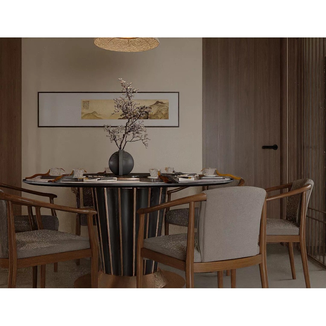 Chinese Style Living and Dining Room 3D Model – PBR Textures, FBX, OBJ - View 8