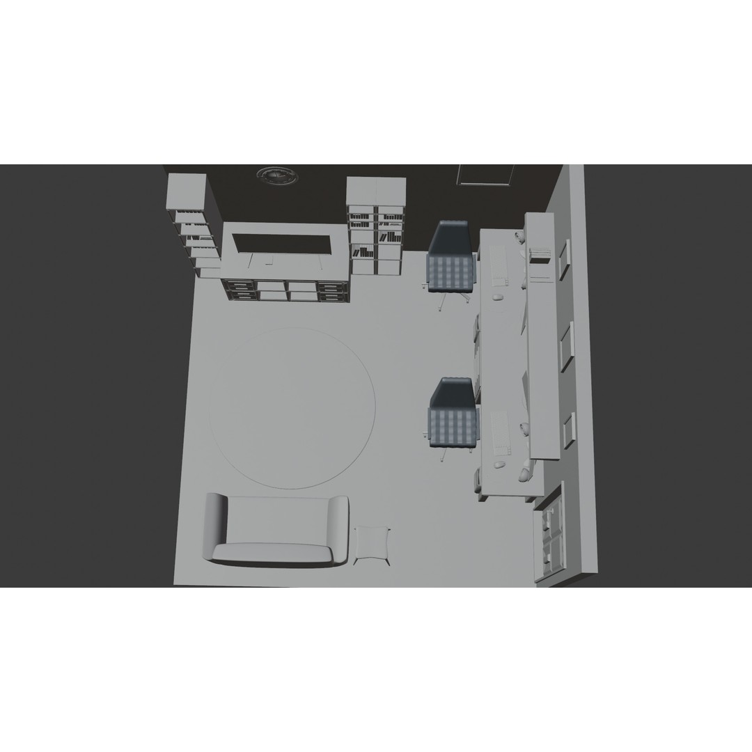Office Interior 3D Model – Modern Low-Poly Workspace, Blender, FBX - View 10