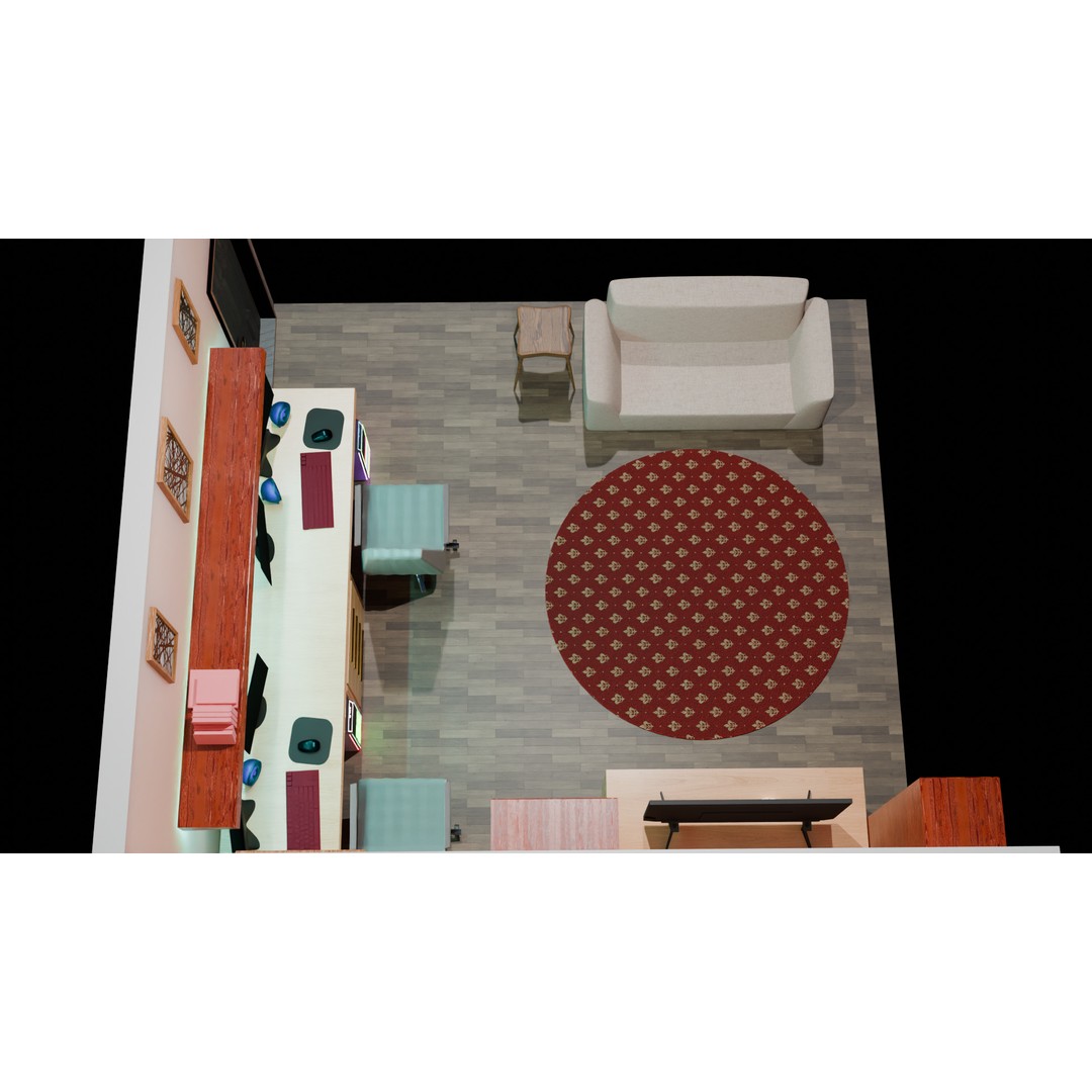 Office Interior 3D Model – Modern Low-Poly Workspace, Blender, FBX - View 13