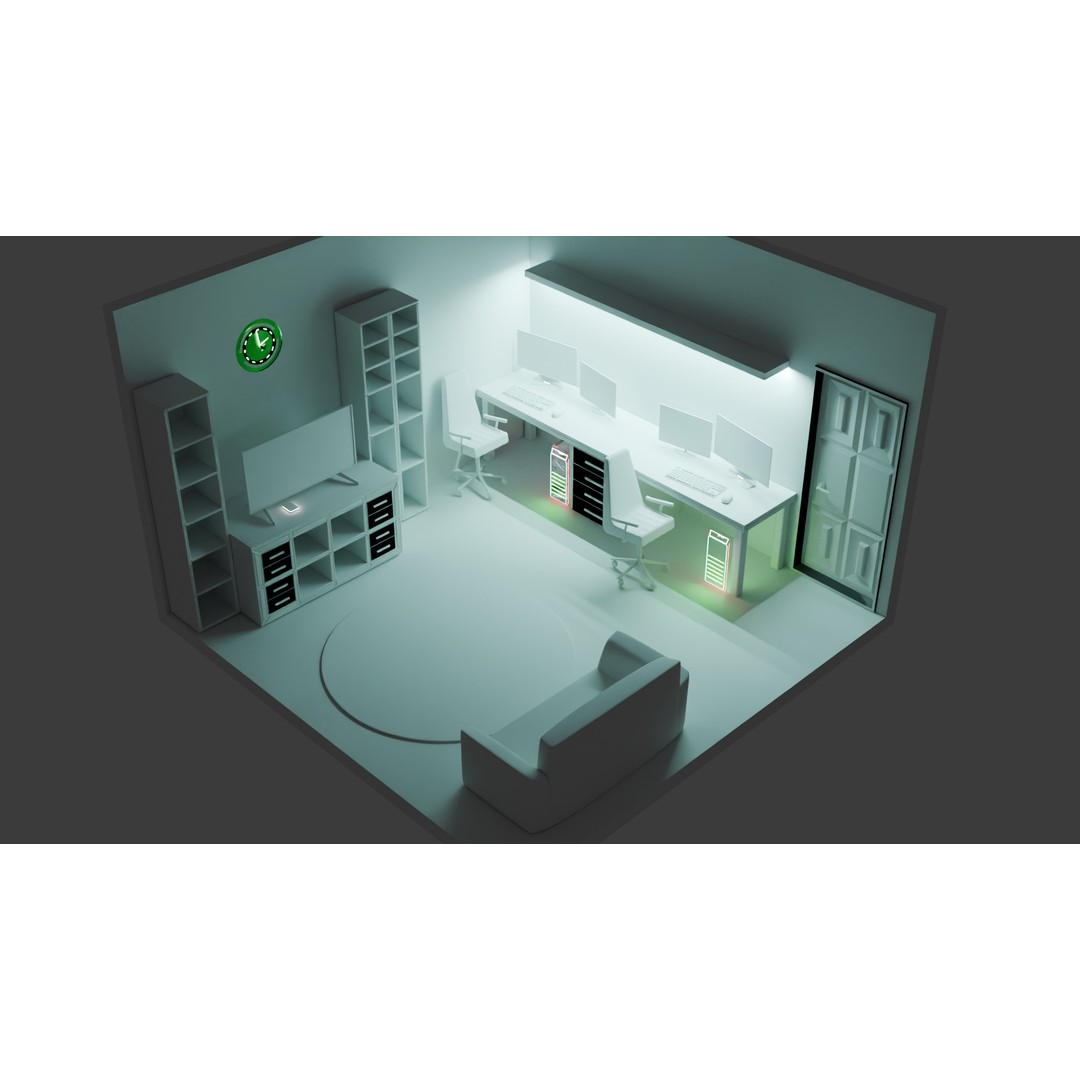 Office Interior 3D Model – Modern Low-Poly Workspace, Blender, FBX - View 3