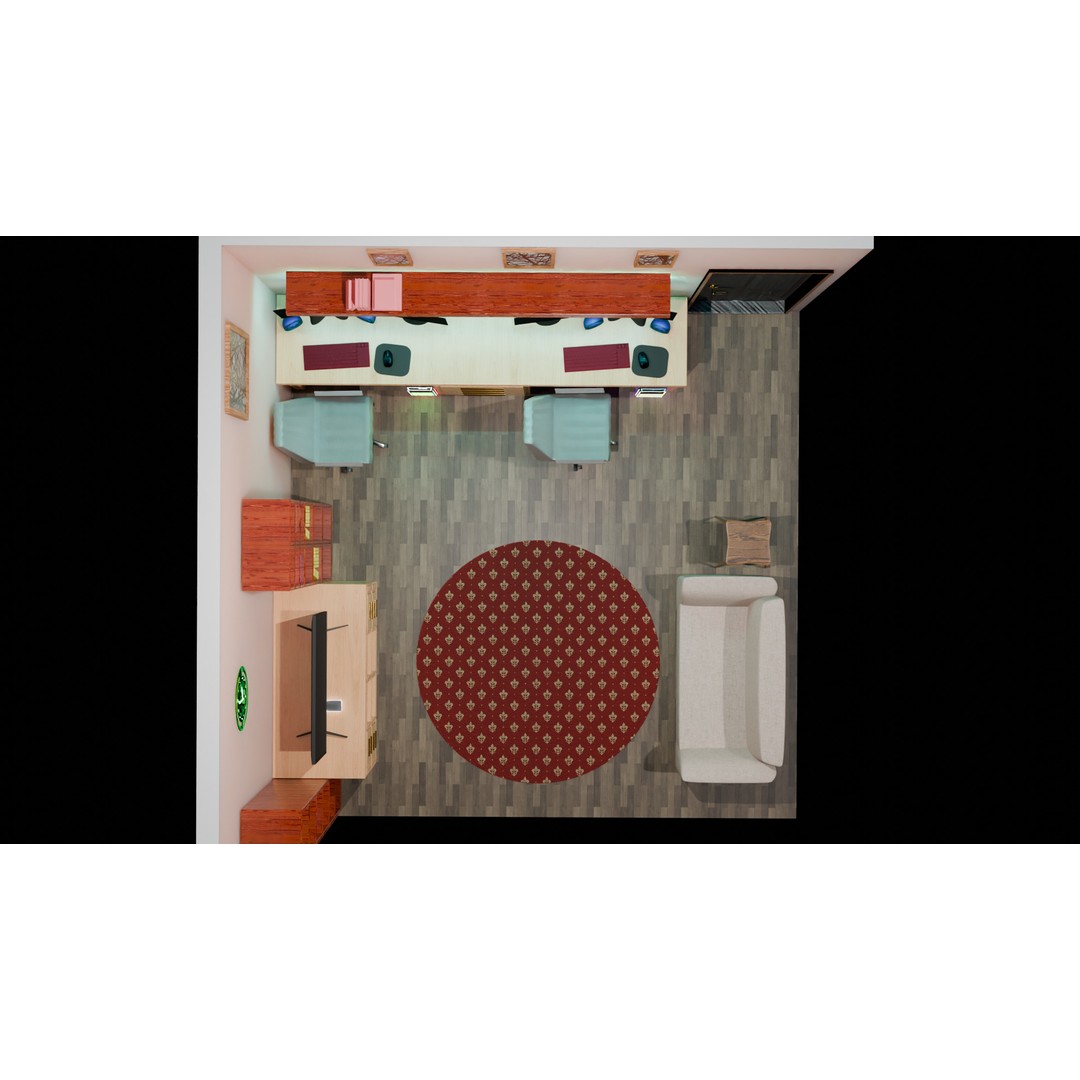 Office Interior 3D Model – Modern Low-Poly Workspace, Blender, FBX - View 4