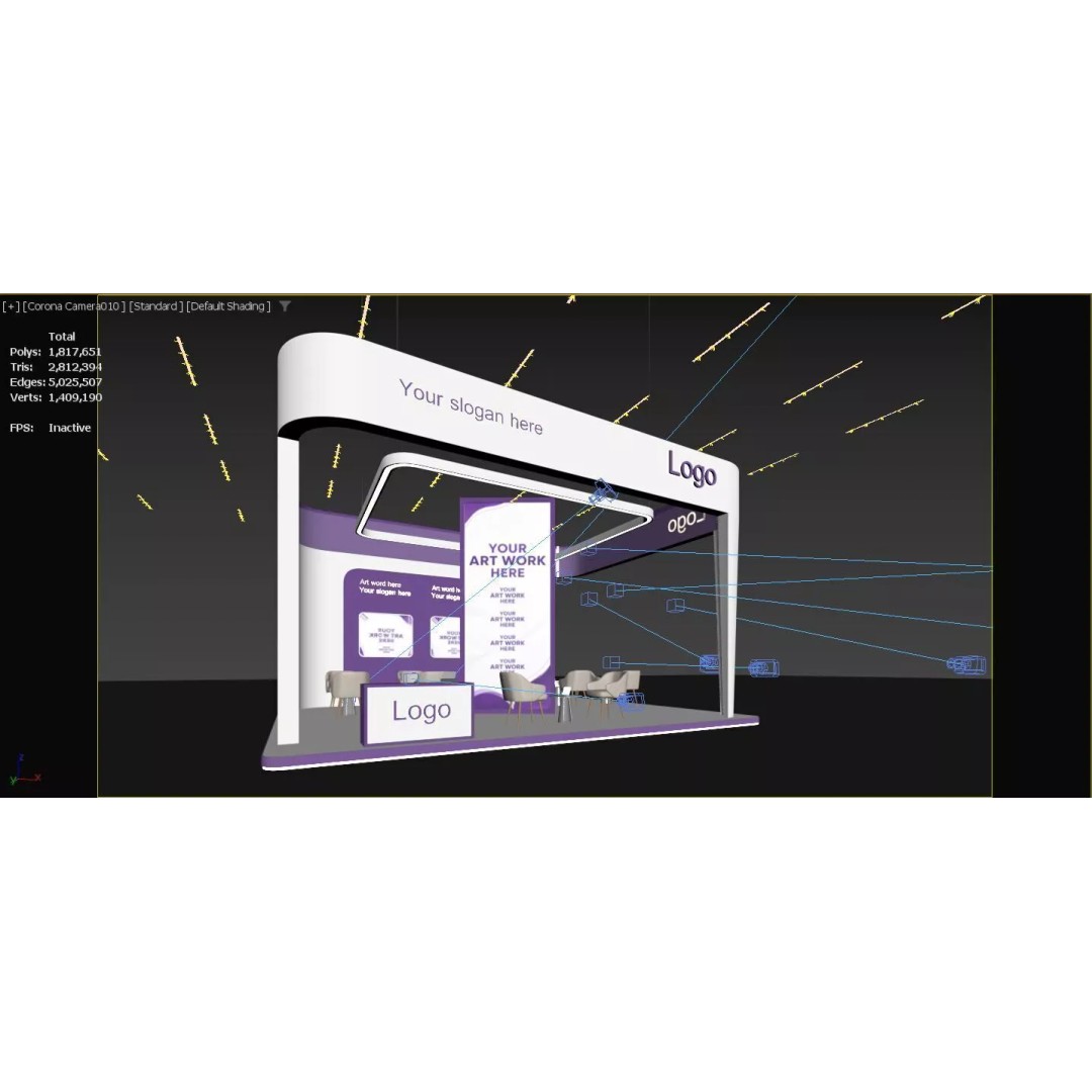 Modern Exhibition Stand 3D Model – PBR Ready, FBX & OBJ Formats