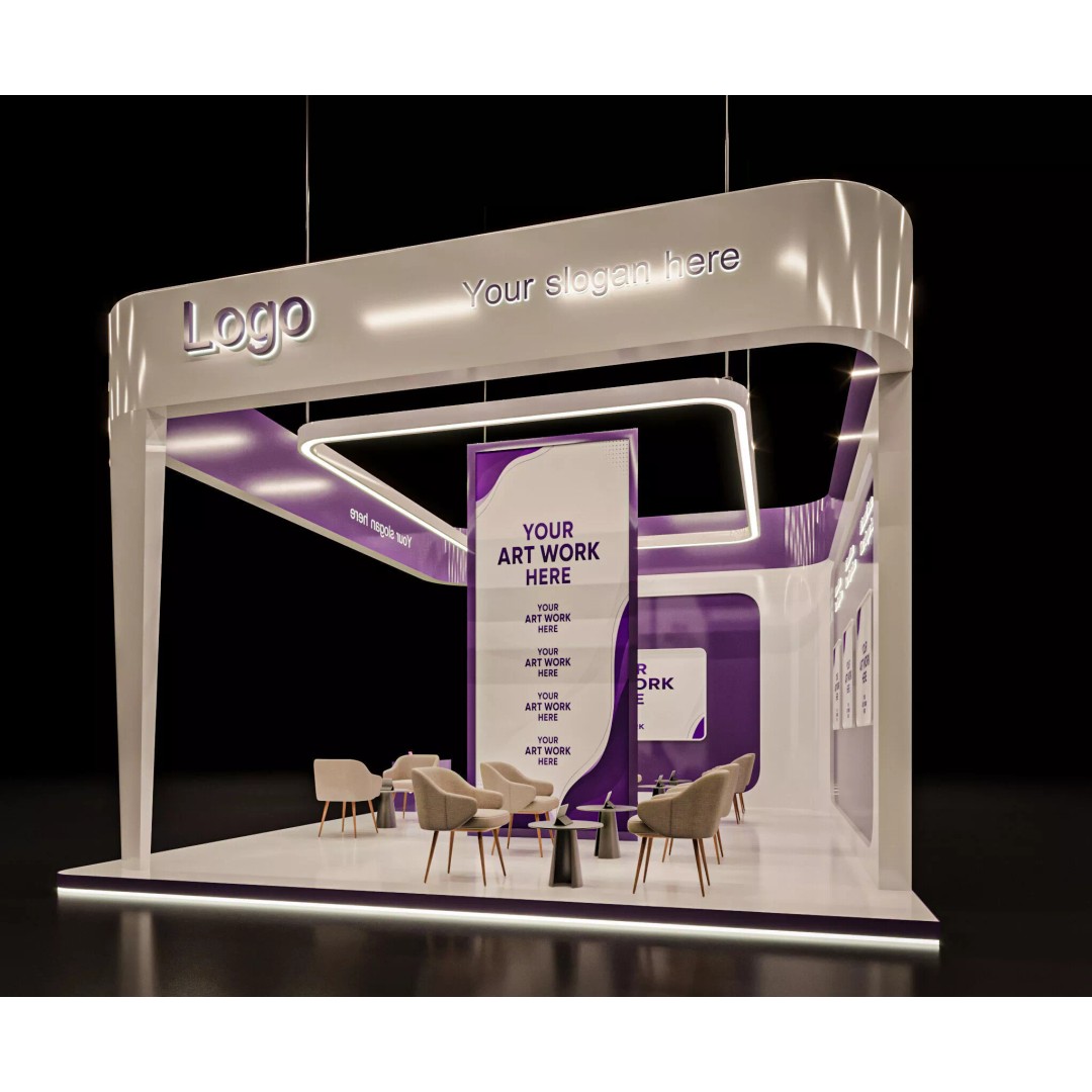 Modern Exhibition Stand 3D Model – PBR Ready, FBX & OBJ Formats - View 11