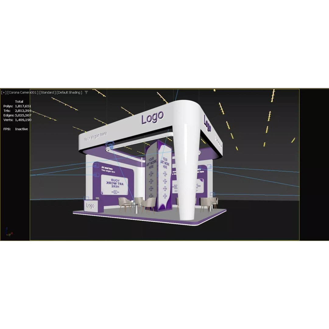 Modern Exhibition Stand 3D Model – PBR Ready, FBX & OBJ Formats - View 12