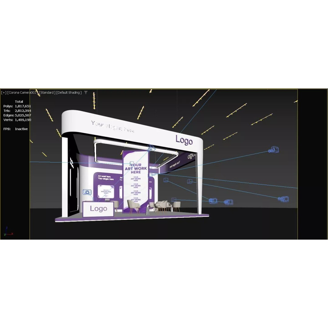 Modern Exhibition Stand 3D Model – PBR Ready, FBX & OBJ Formats - View 13