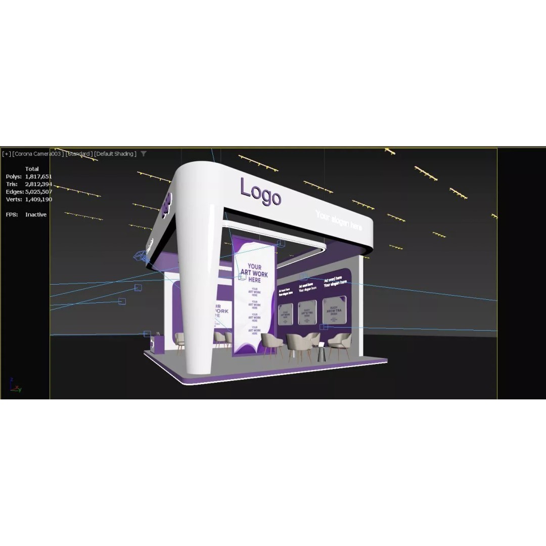 Modern Exhibition Stand 3D Model – PBR Ready, FBX & OBJ Formats - View 14