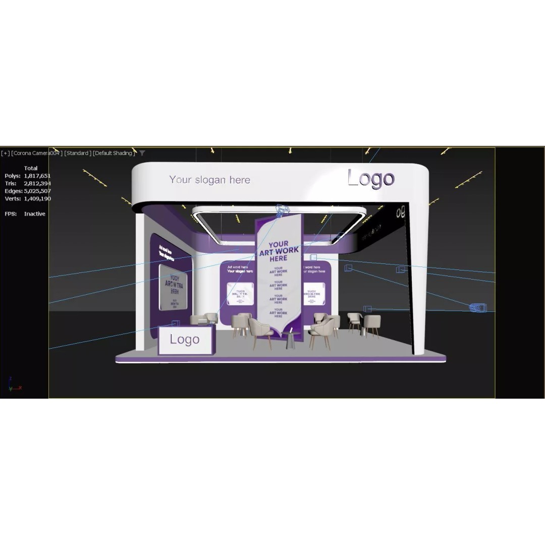 Modern Exhibition Stand 3D Model – PBR Ready, FBX & OBJ Formats - View 15