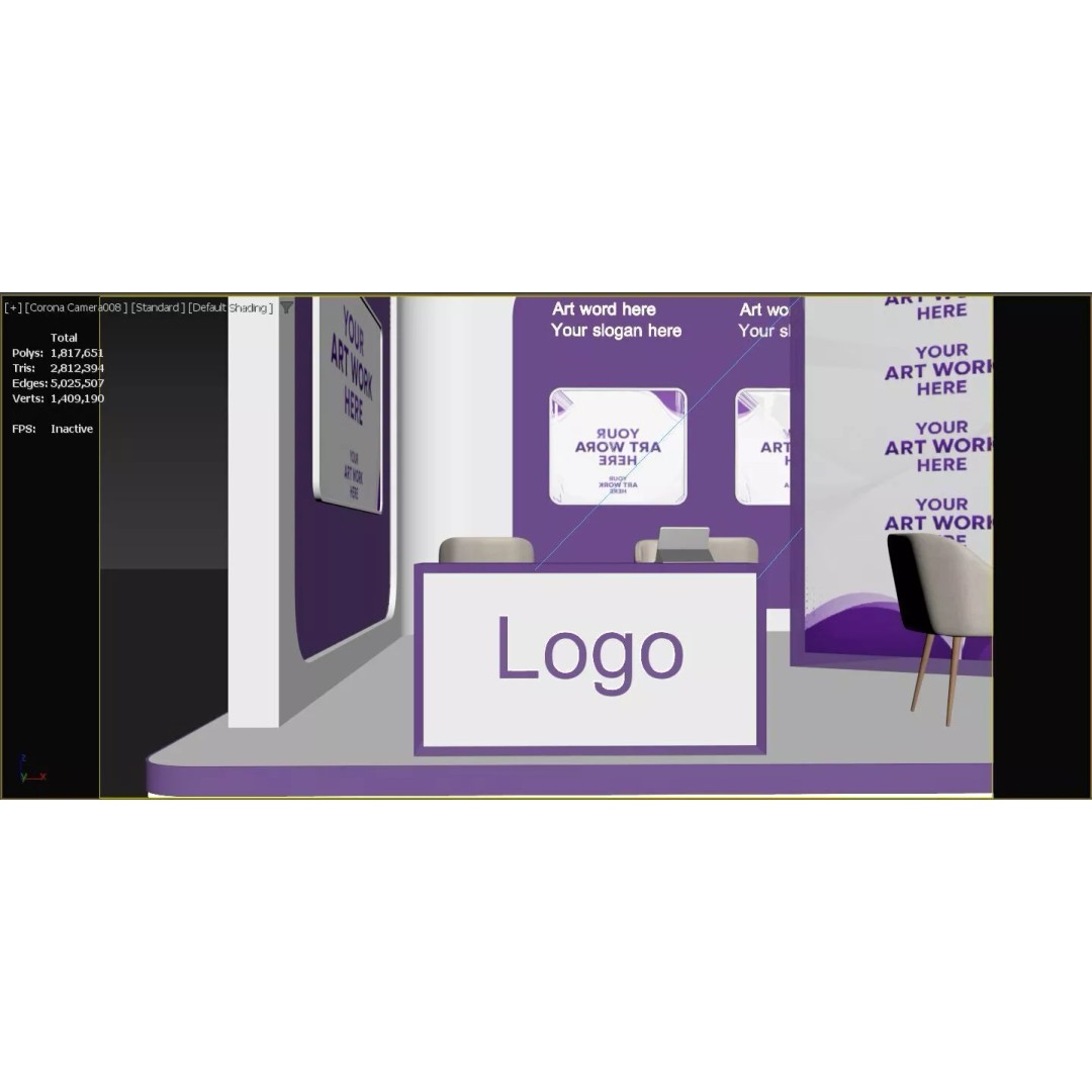 Modern Exhibition Stand 3D Model – PBR Ready, FBX & OBJ Formats - View 18