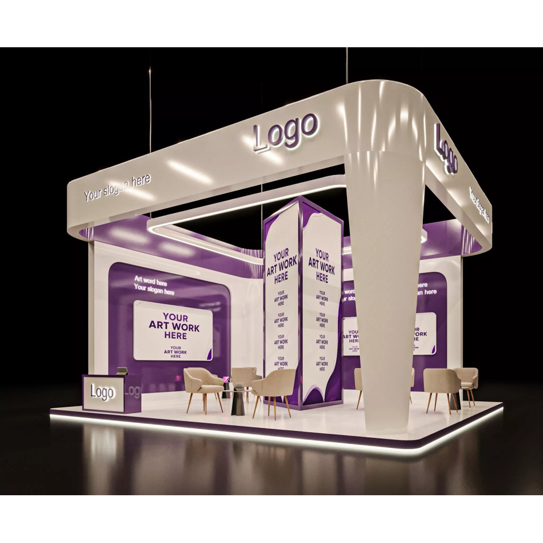 Modern Exhibition Stand 3D Model – PBR Ready, FBX & OBJ Formats - View 2