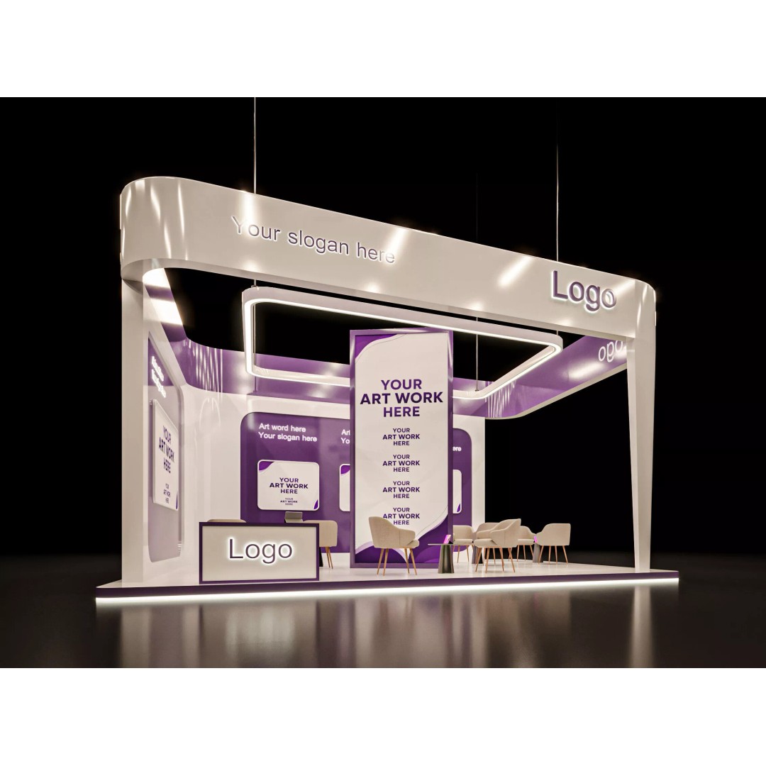 Modern Exhibition Stand 3D Model – PBR Ready, FBX & OBJ Formats - View 4