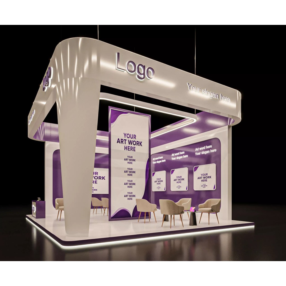 Modern Exhibition Stand 3D Model – PBR Ready, FBX & OBJ Formats - View 5