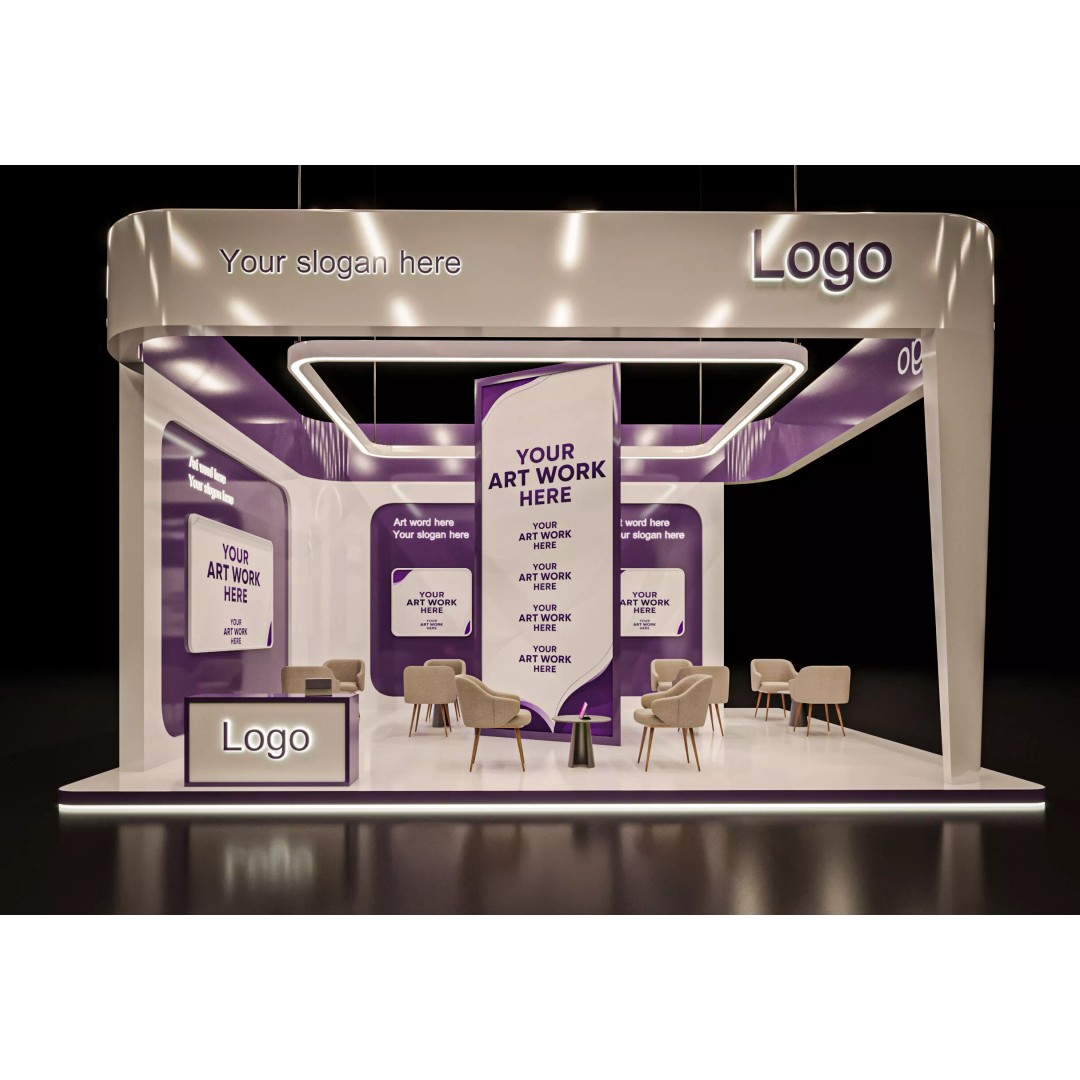 Modern Exhibition Stand 3D Model – PBR Ready, FBX & OBJ Formats - View 6