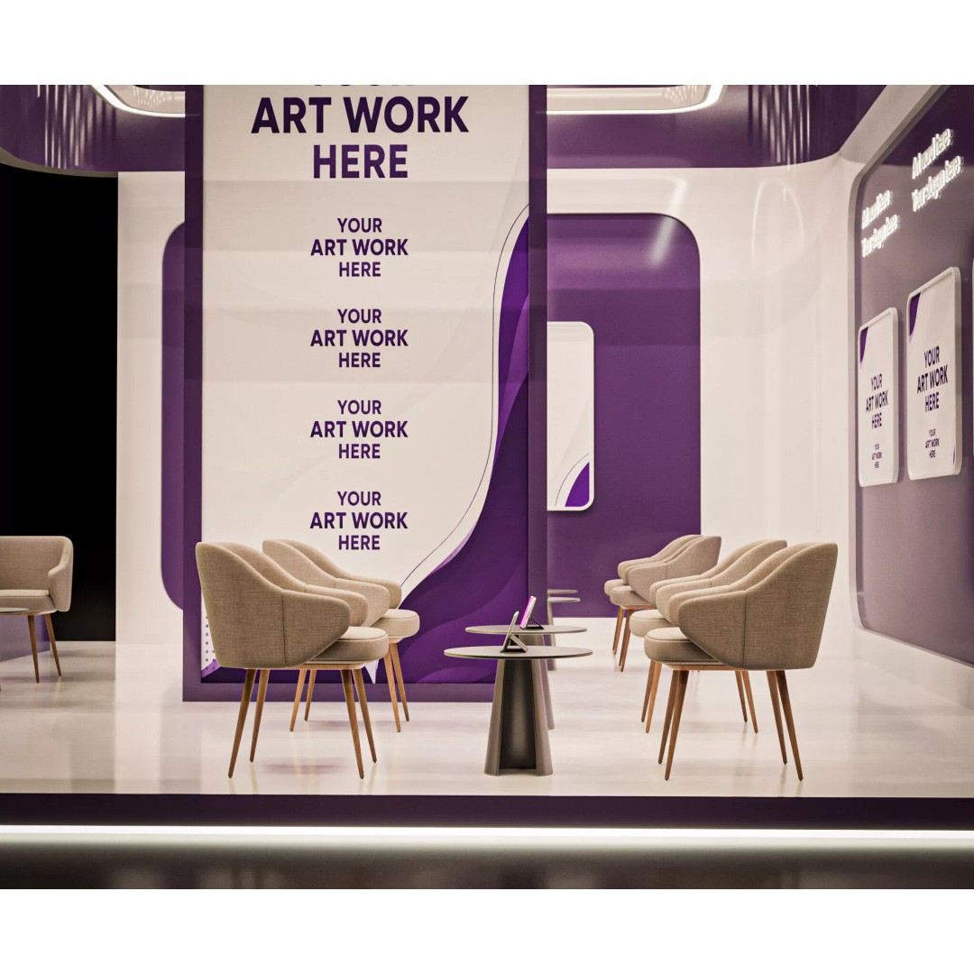 Modern Exhibition Stand 3D Model – PBR Ready, FBX & OBJ Formats - View 8