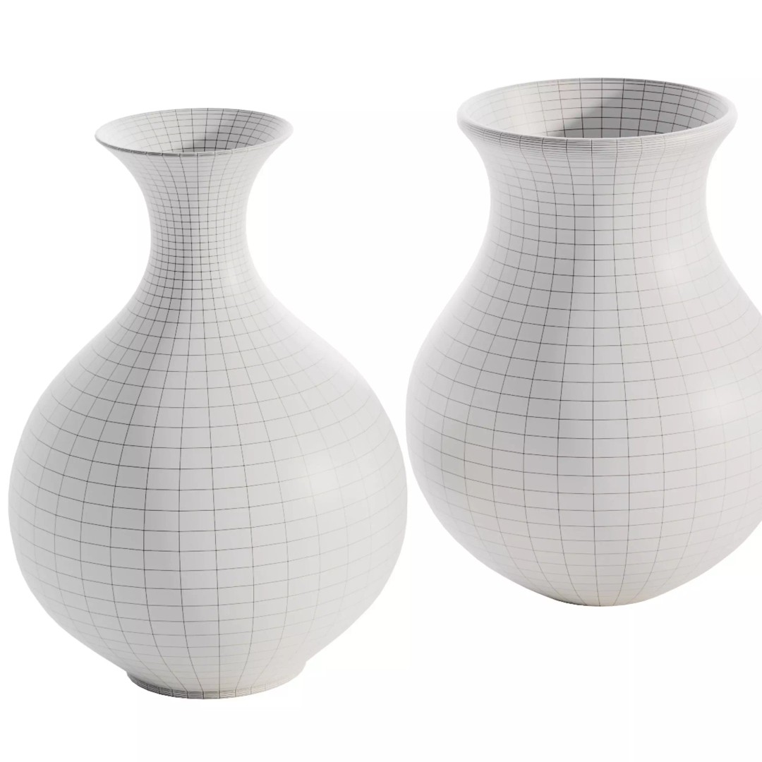 Decorative Vases 3D Model – High Poly, PBR Textures, FBX, OBJ