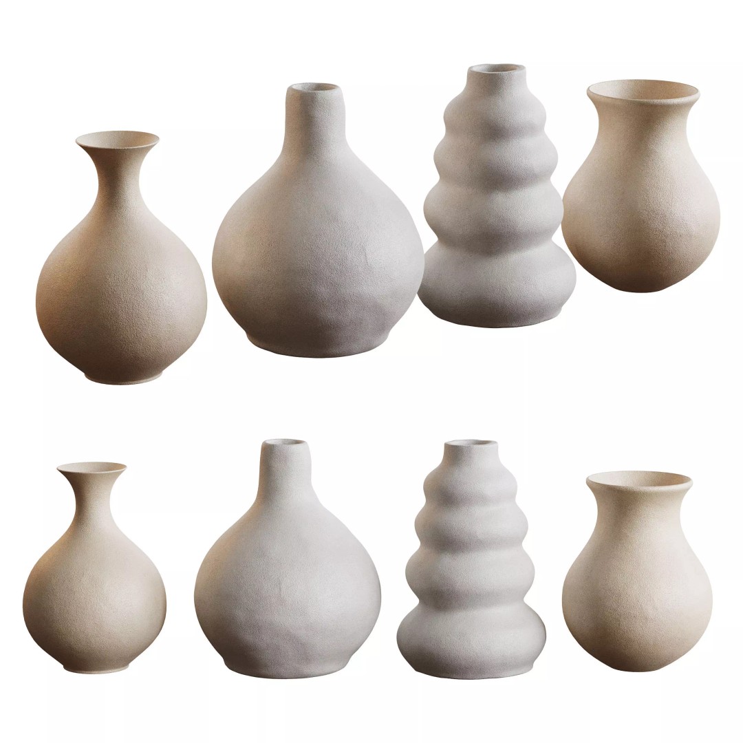 Decorative Vases 3D Model – High Poly, PBR Textures, FBX, OBJ - View 3