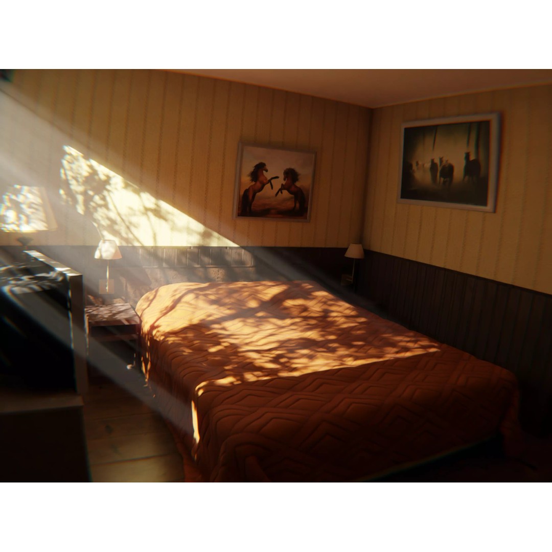 Motel Room 108 3D Model – Cozy Interior Design, PBR Textures, FBX