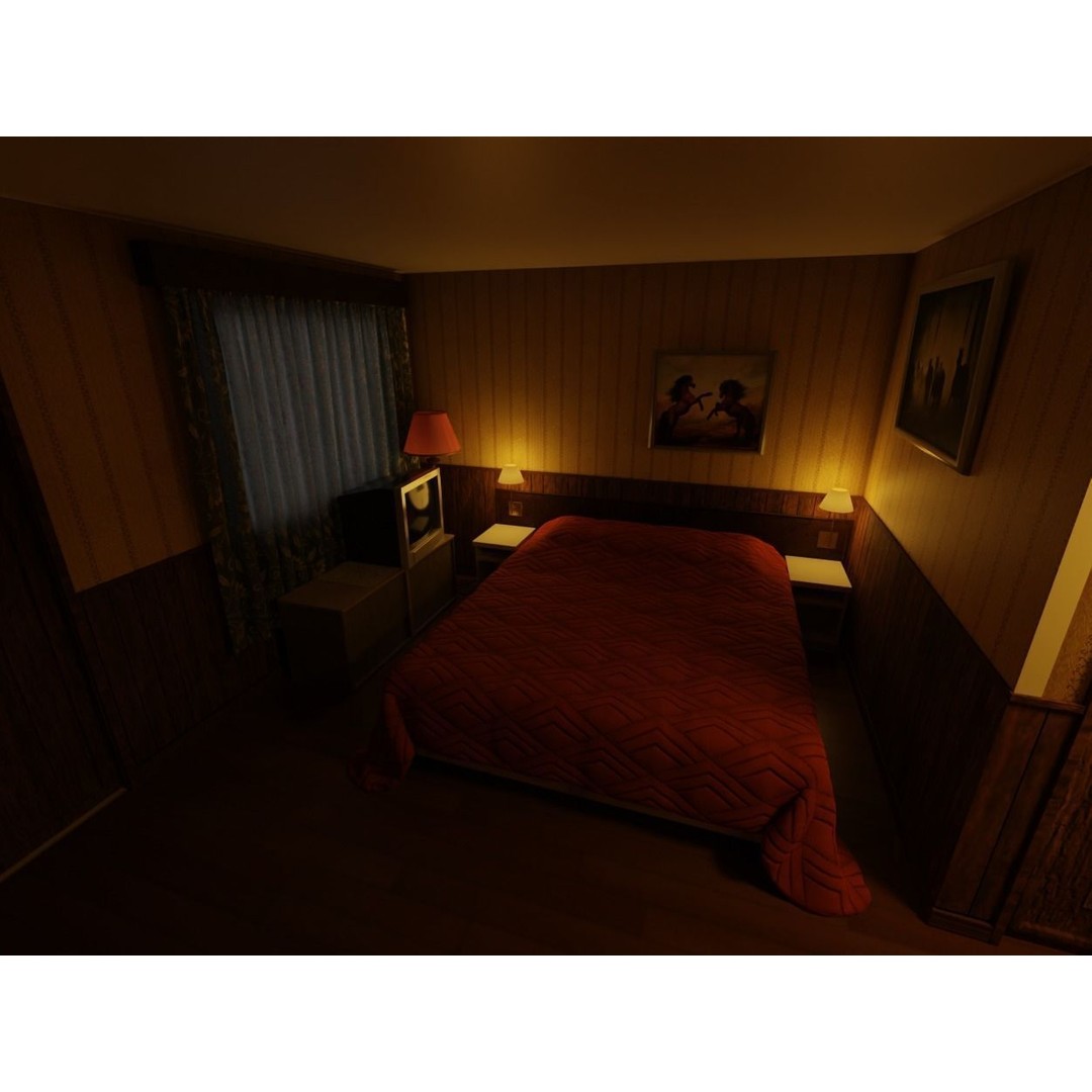Motel Room 108 3D Model – Cozy Interior Design, PBR Textures, FBX - View 12