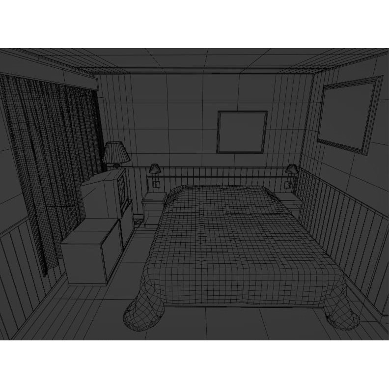 Motel Room 108 3D Model – Cozy Interior Design, PBR Textures, FBX - View 14