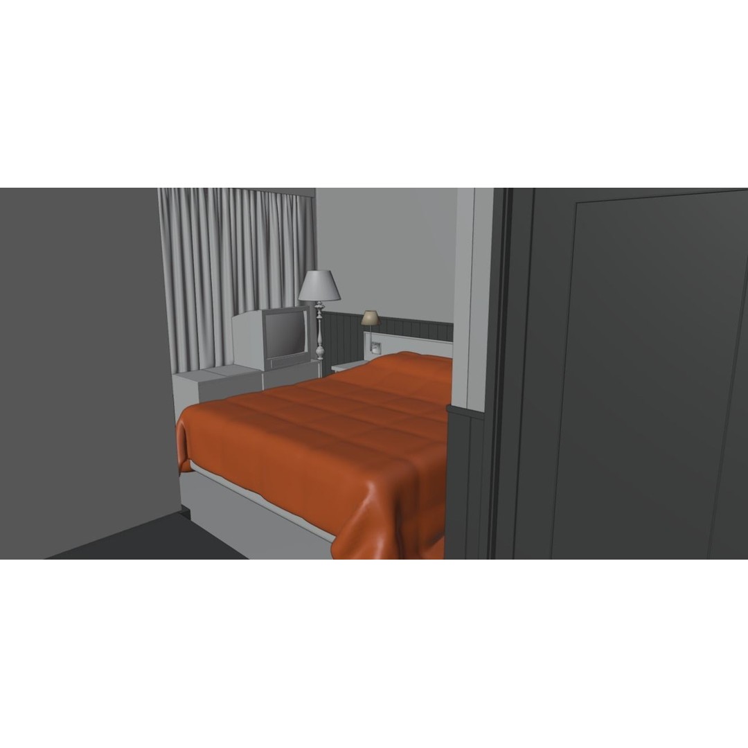Motel Room 108 3D Model – Cozy Interior Design, PBR Textures, FBX - View 16