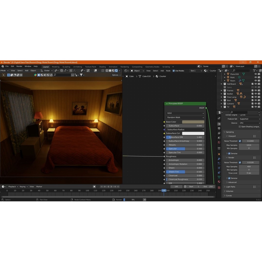 Motel Room 108 3D Model – Cozy Interior Design, PBR Textures, FBX - View 22