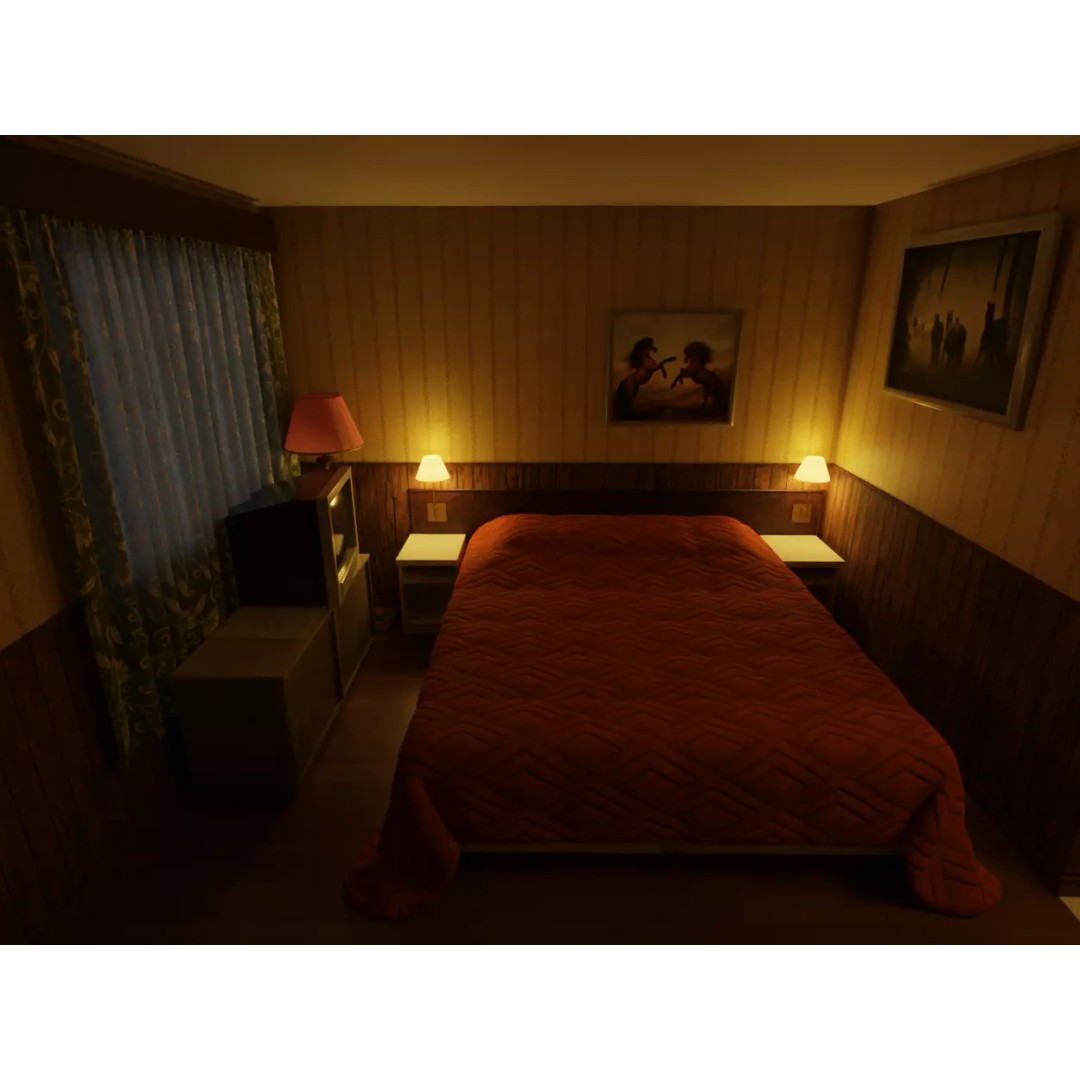 Motel Room 108 3D Model – Cozy Interior Design, PBR Textures, FBX - View 5