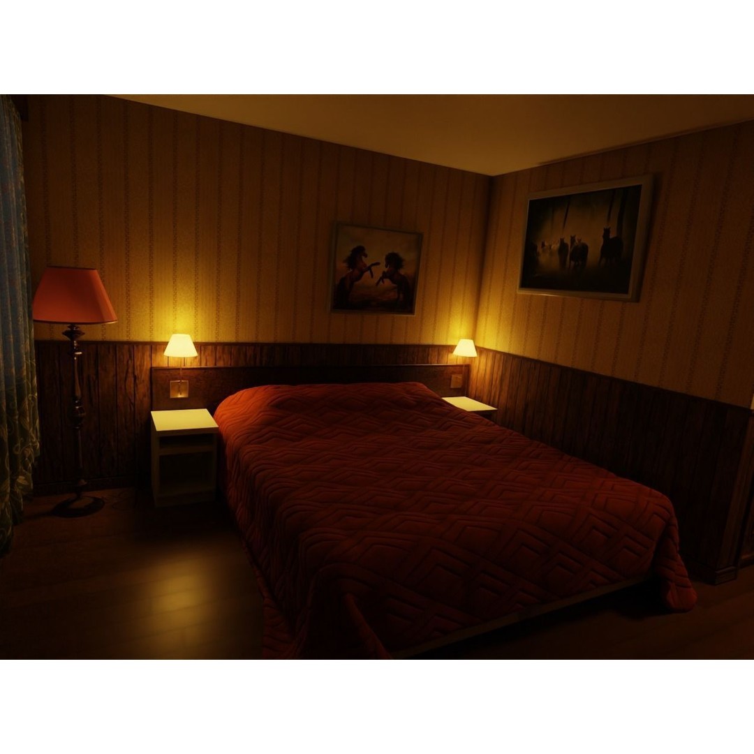 Motel Room 108 3D Model – Cozy Interior Design, PBR Textures, FBX - View 7