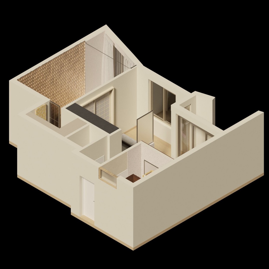 Studio Apartment 3D Model – Interior Design, 54 msq, FBX - View 6