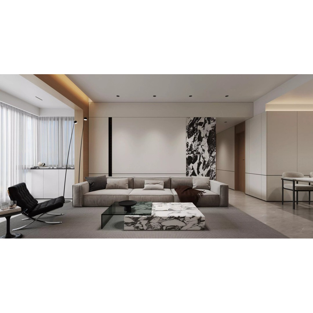 Modern Living Room Dining Room Interior 3D Model – Luxury Scene, FBX - View 2
