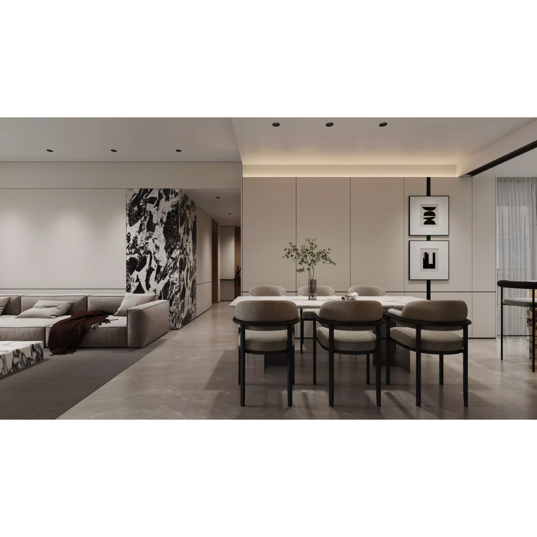 Modern Living Room Dining Room Interior 3D Model – Luxury Scene, FBX - View 4