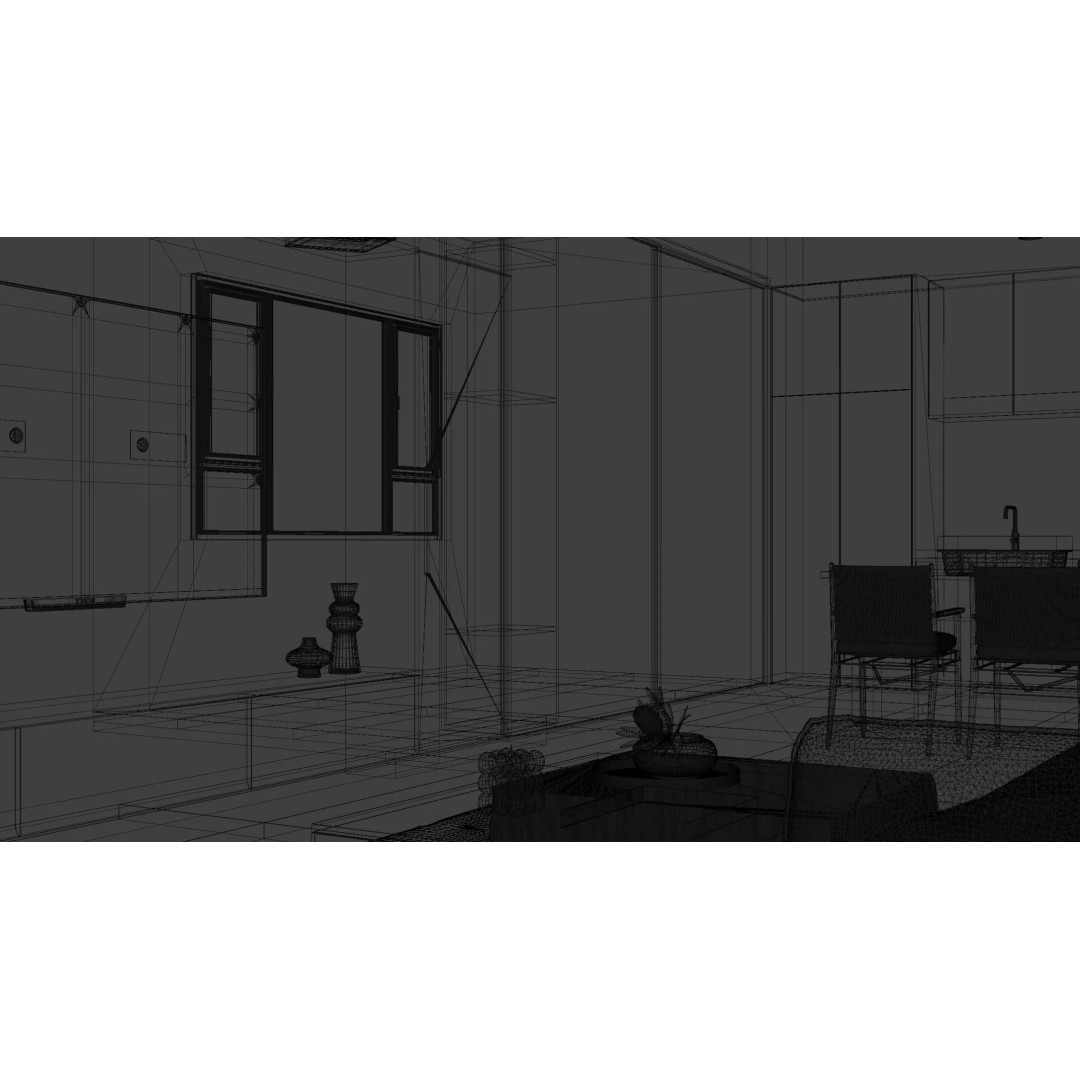 Modern Living Room 3D Model – Contemporary Interior, PBR, Blender & FBX