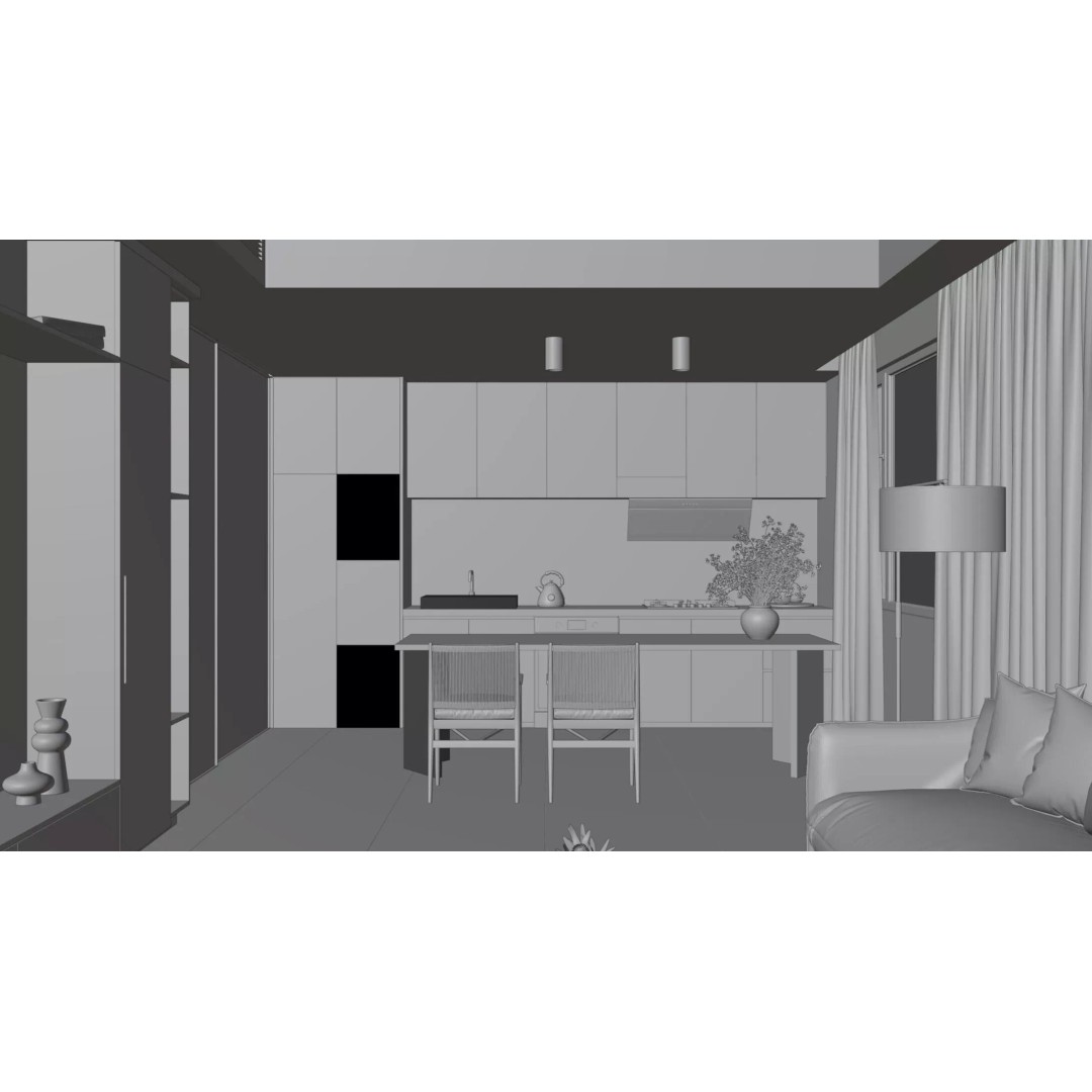 Modern Living Room 3D Model – Contemporary Interior, PBR, Blender & FBX - View 10