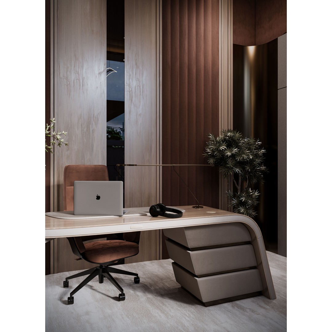 Private Villa Office 3D Model – Modern Classic Design, FBX & OBJ - View 11
