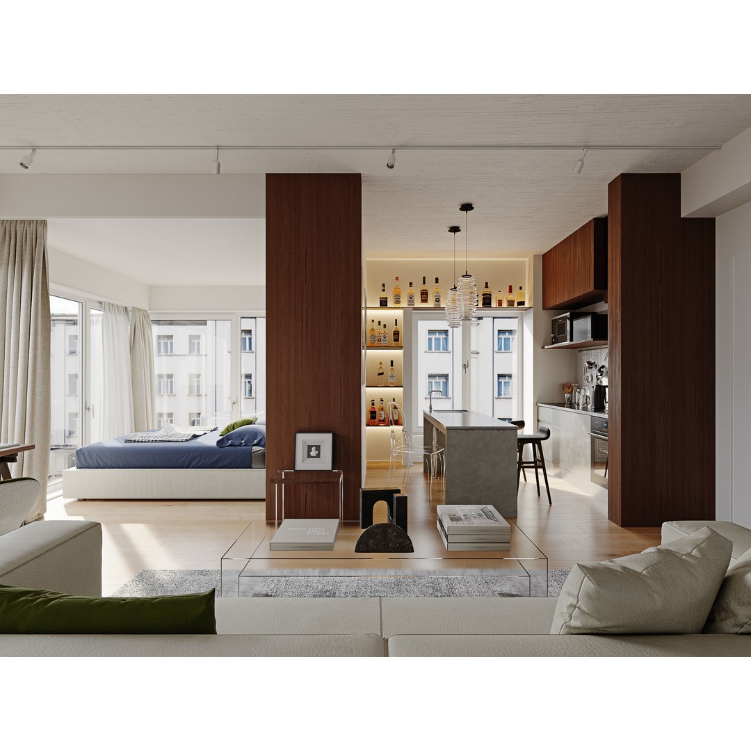 Modern Studio Scene 3D Model – Comfortable Interior with Natural Light - View 5