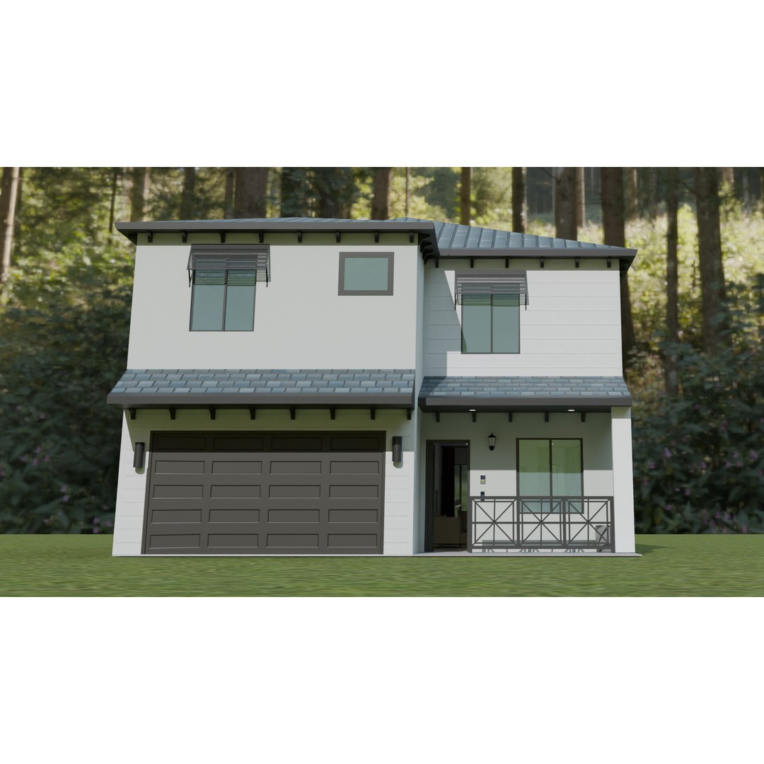 Coral Breeze Villa 3D Model – Low Poly Architectural Design, FBX - View 10