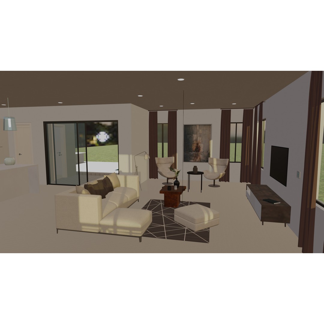 Coral Breeze Villa 3D Model – Low Poly Architectural Design, FBX - View 11