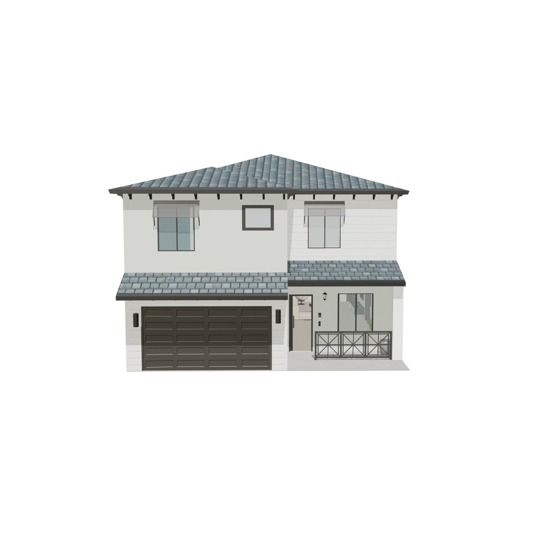 Coral Breeze Villa 3D Model – Low Poly Architectural Design, FBX - View 3