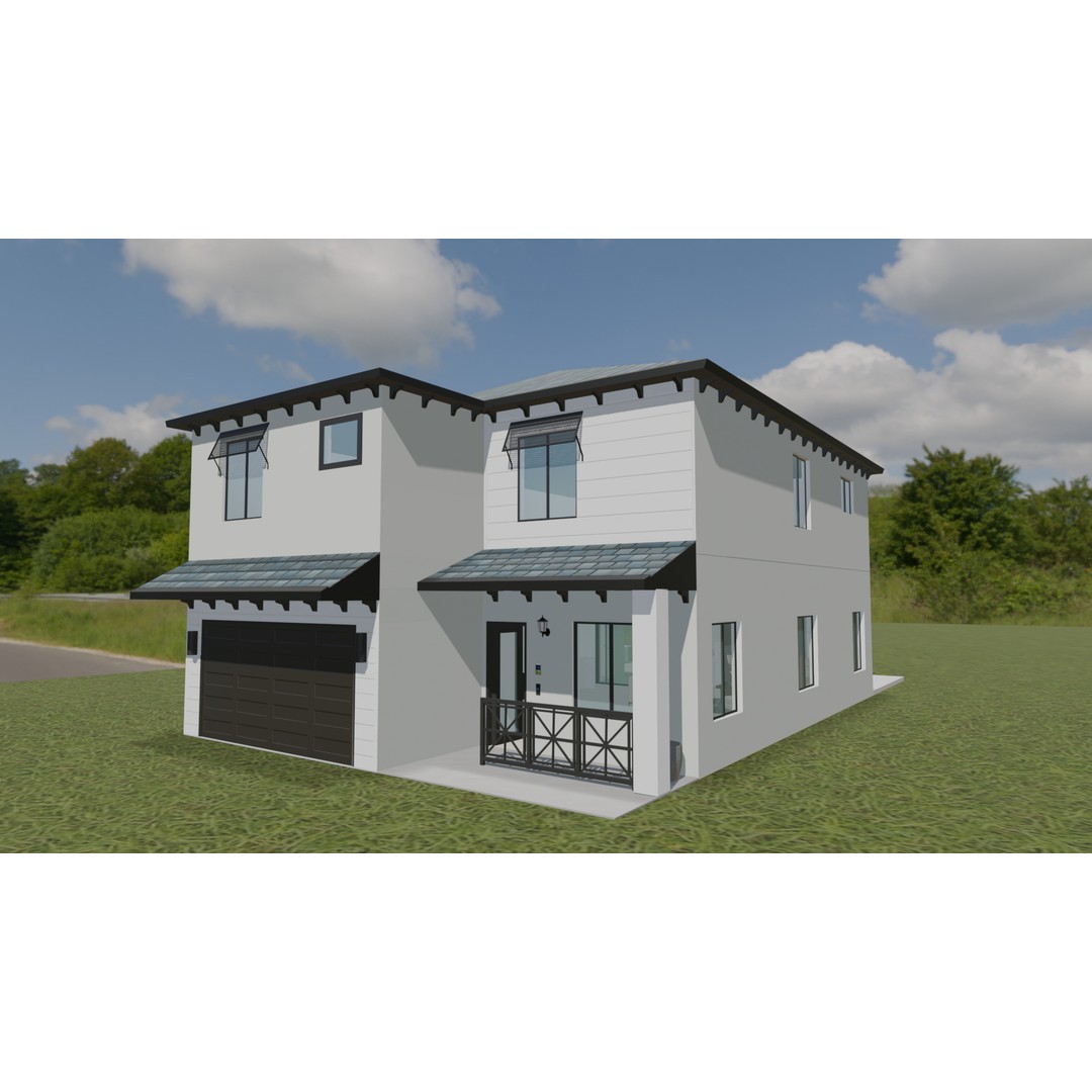 Coral Breeze Villa 3D Model – Low Poly Architectural Design, FBX - View 4