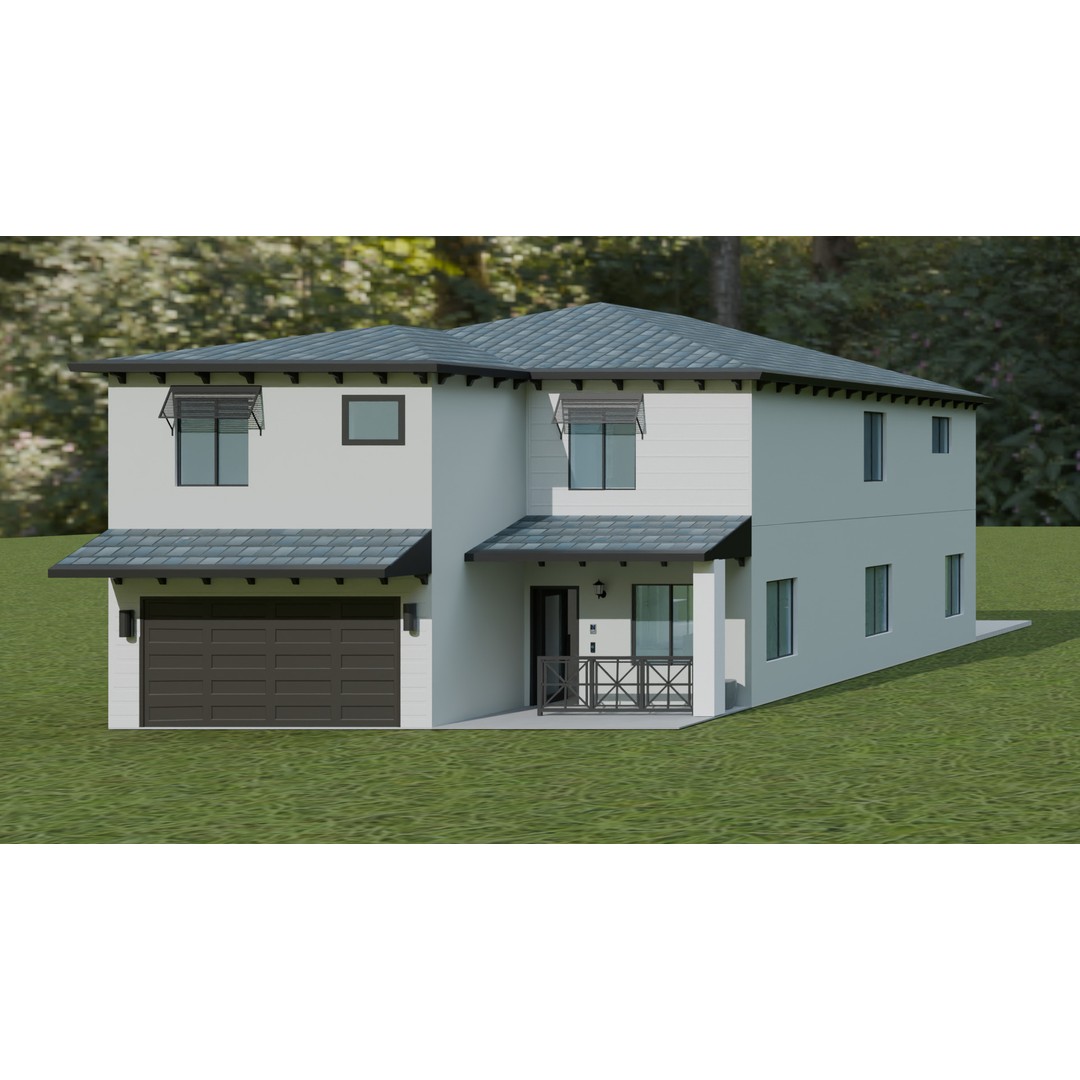 Coral Breeze Villa 3D Model – Low Poly Architectural Design, FBX - View 5
