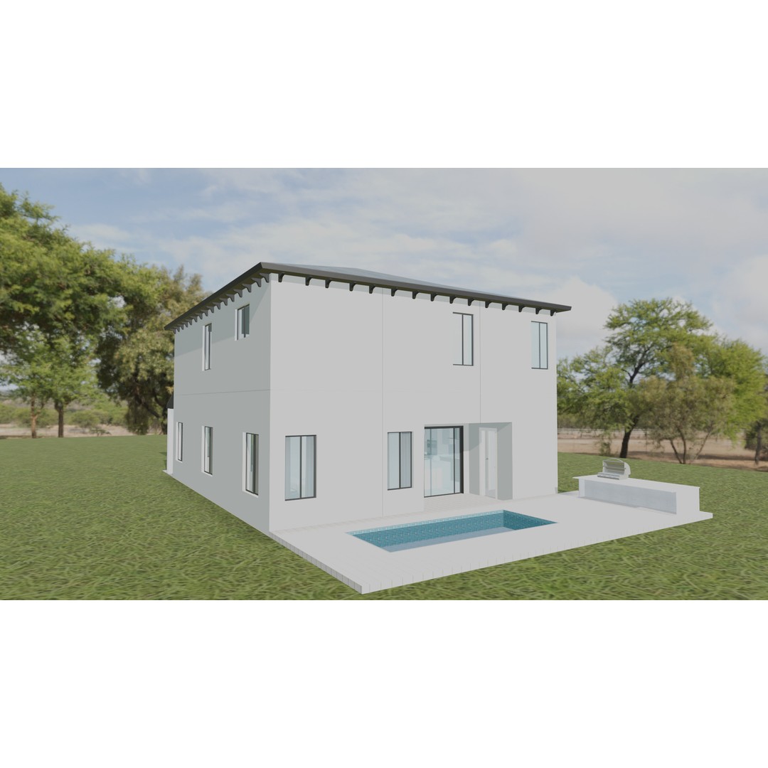Coral Breeze Villa 3D Model – Low Poly Architectural Design, FBX - View 6