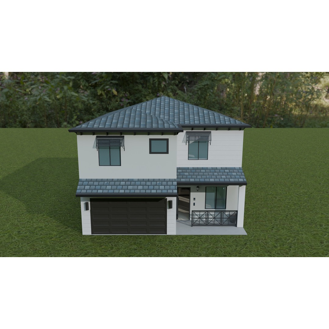 Coral Breeze Villa 3D Model – Low Poly Architectural Design, FBX - View 9